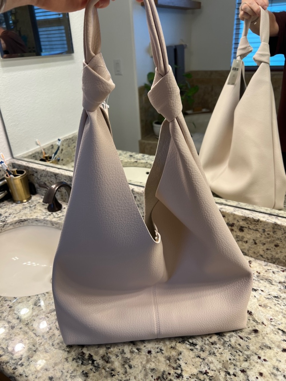Anthropologie Knotted Hobo Shoulder Bag in Light Taupe